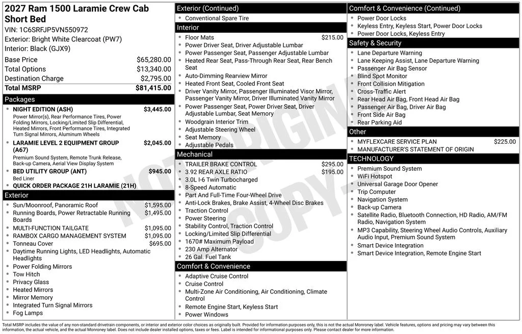 New 2027 Bright White Clear-Coat Exterior Paint RAM Laramie image 9