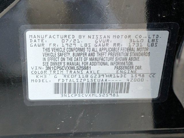 Used 2021 Black Nissan SV Xtronic CVT image 46