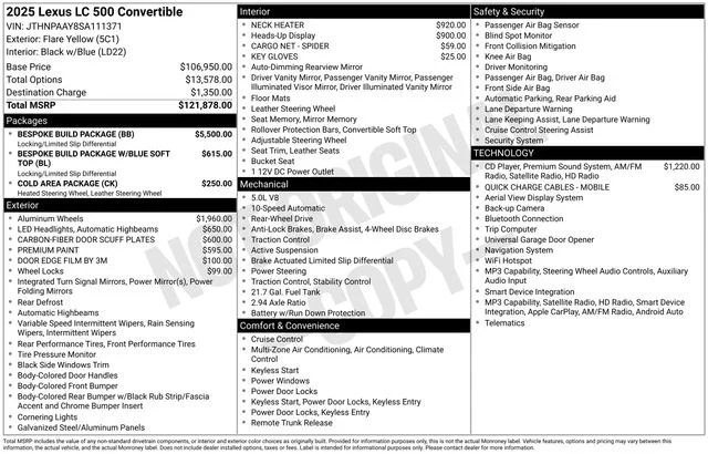 Used 2025 Yellow Lexus 500 image 26