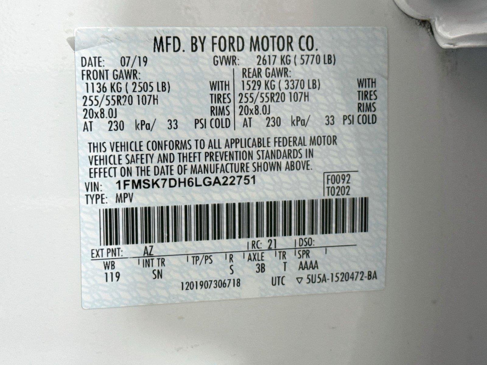 Used 2020 Star White Metallic Tri-Coat Ford XLT image 43