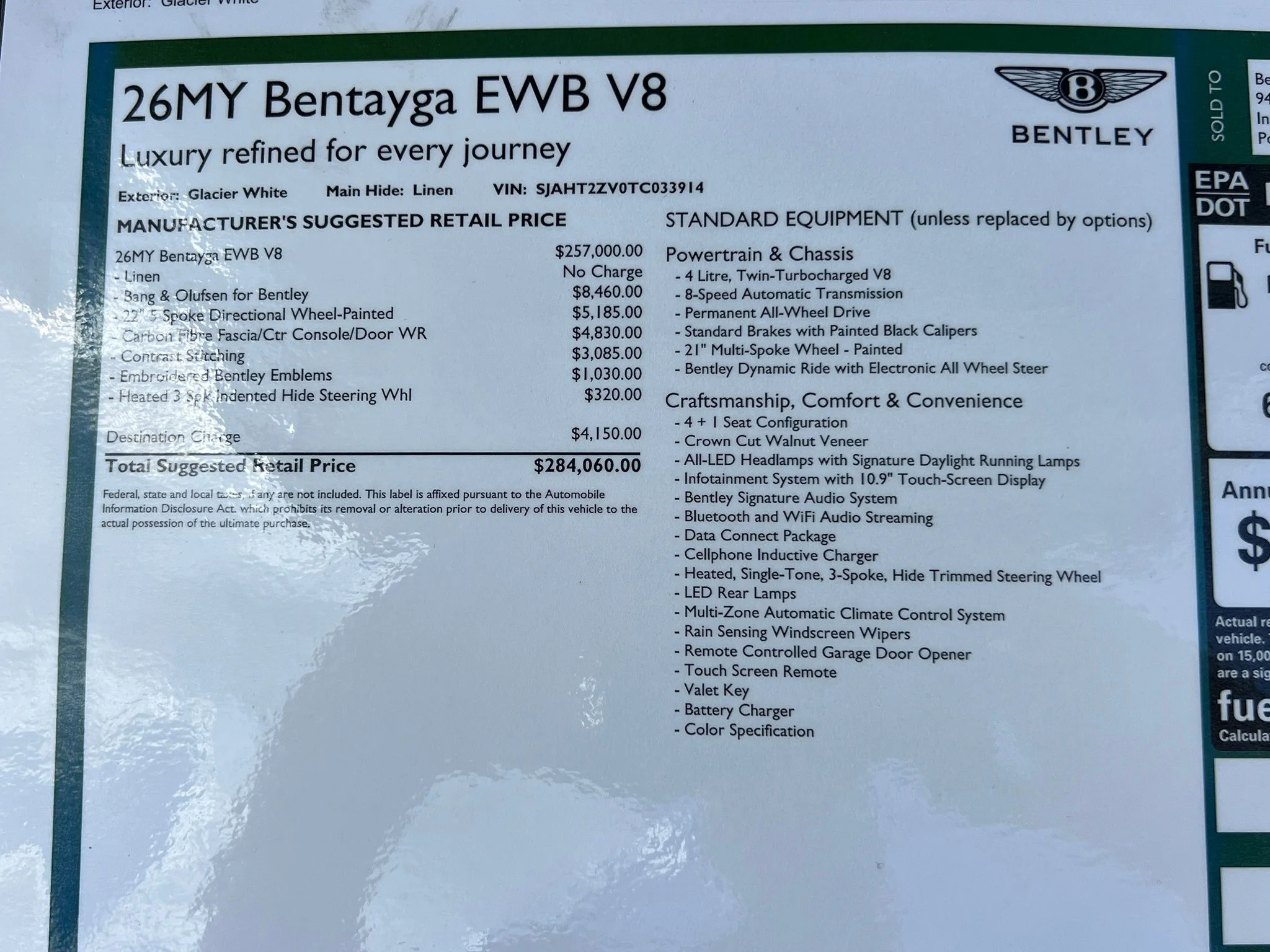 New 2026 White Bentley  image 49