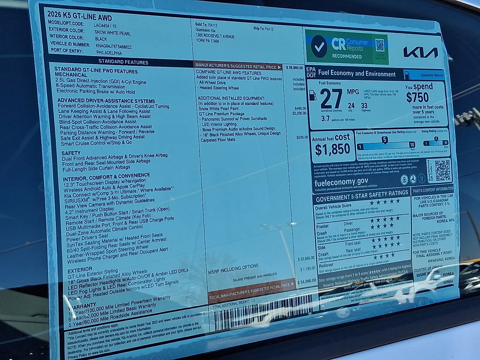 New 2026 White Kia GT-Line image 21