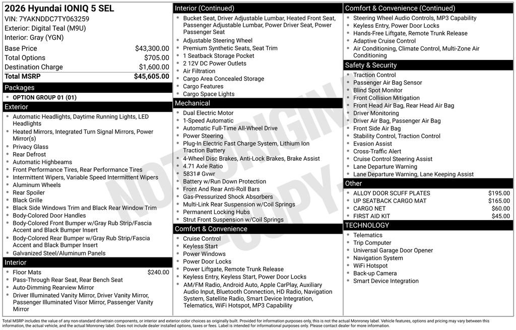 Certified 2026 Hyundai IONIQ 5 SEL with VIN 7YAKNDDC7TY063259 for sale in Highland Park, IL