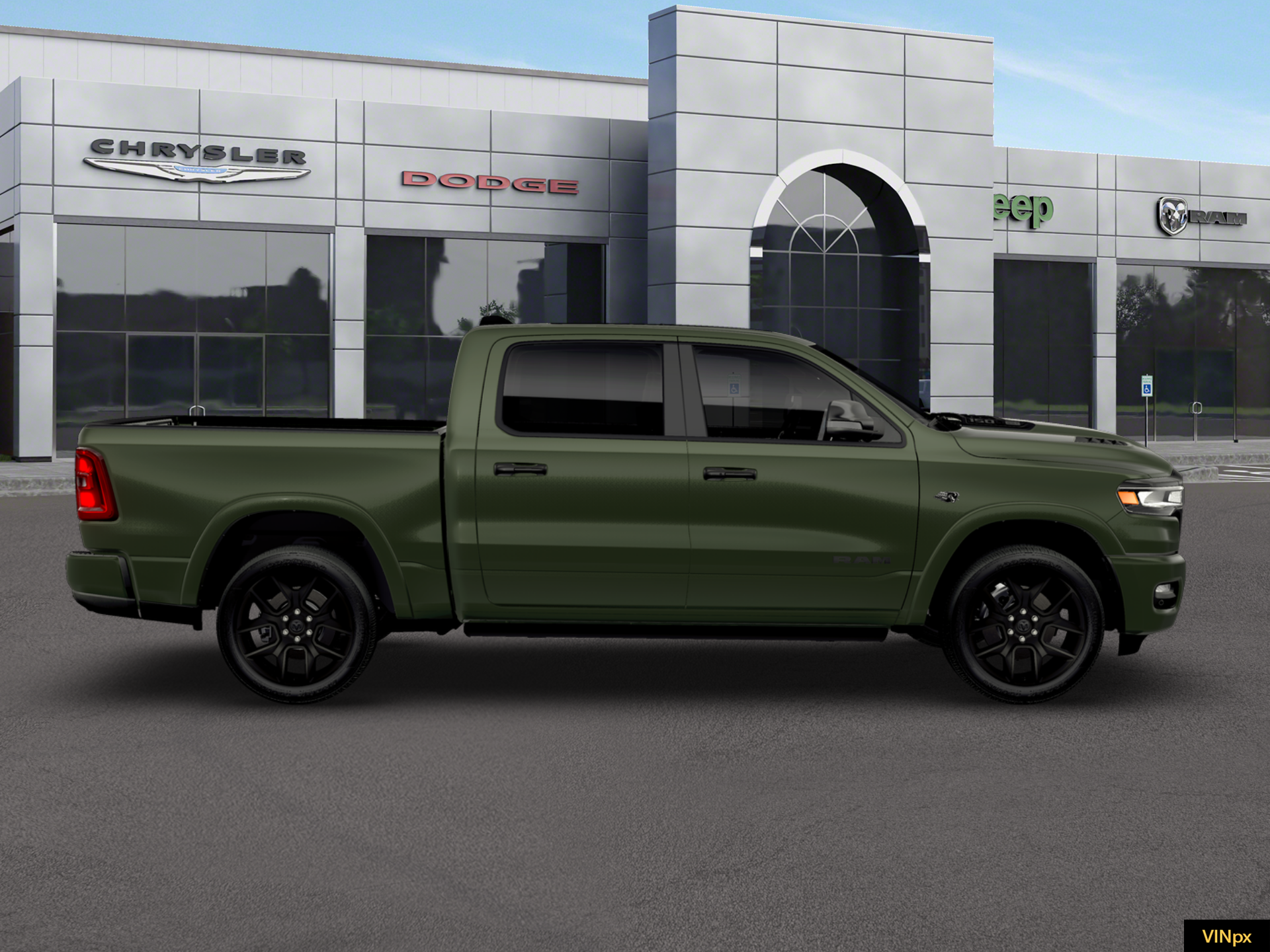 New 2026 Serrano-Green Metallic Exterior Paint RAM Laramie Crew Cab 4x4 57