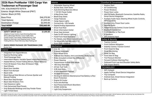 New 2026 Bright White Clear-Coat Exterior Paint RAM Low Roof image 14