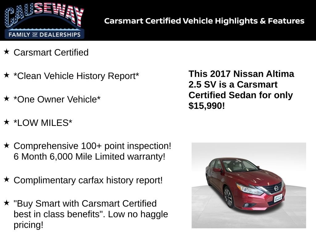 Certified 2017 Nissan Altima SV with VIN 1N4AL3AP5HC132812 for sale in Stafford Township, NJ