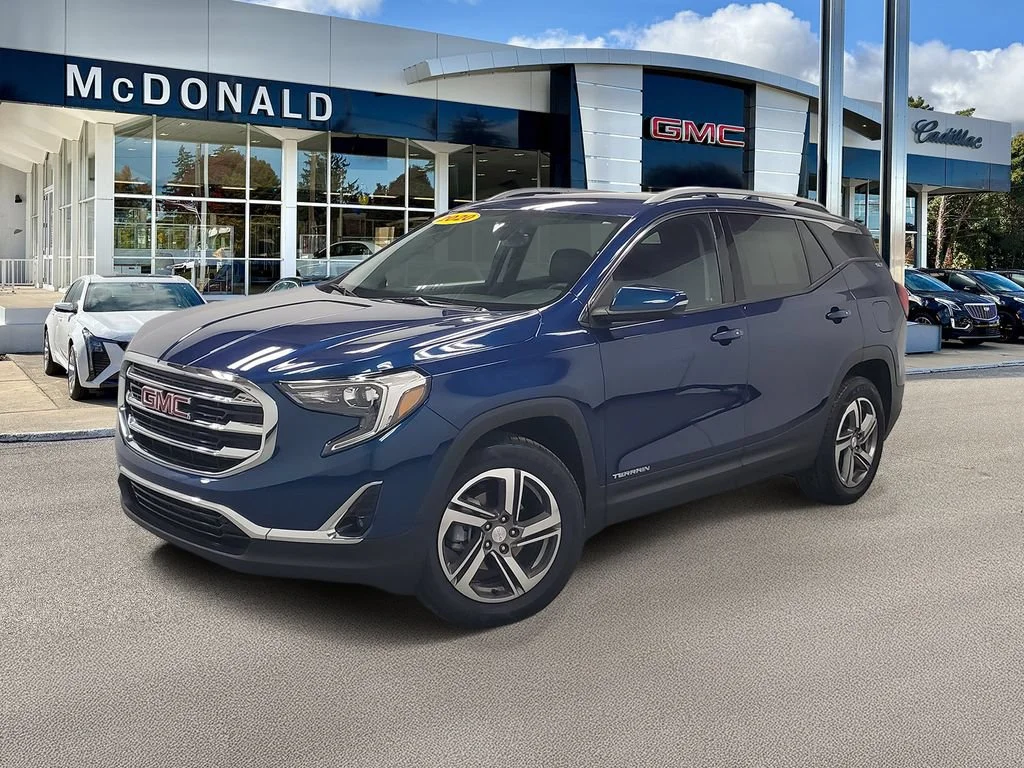 Used 2020 BLUE EMERALD METALLIC GMC SLT image 1