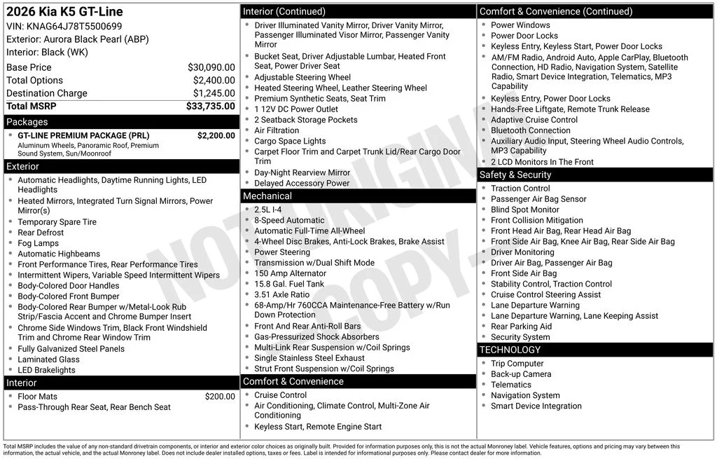 New 2026 Aurora Black Pearl Kia GT-Line AWD image 29