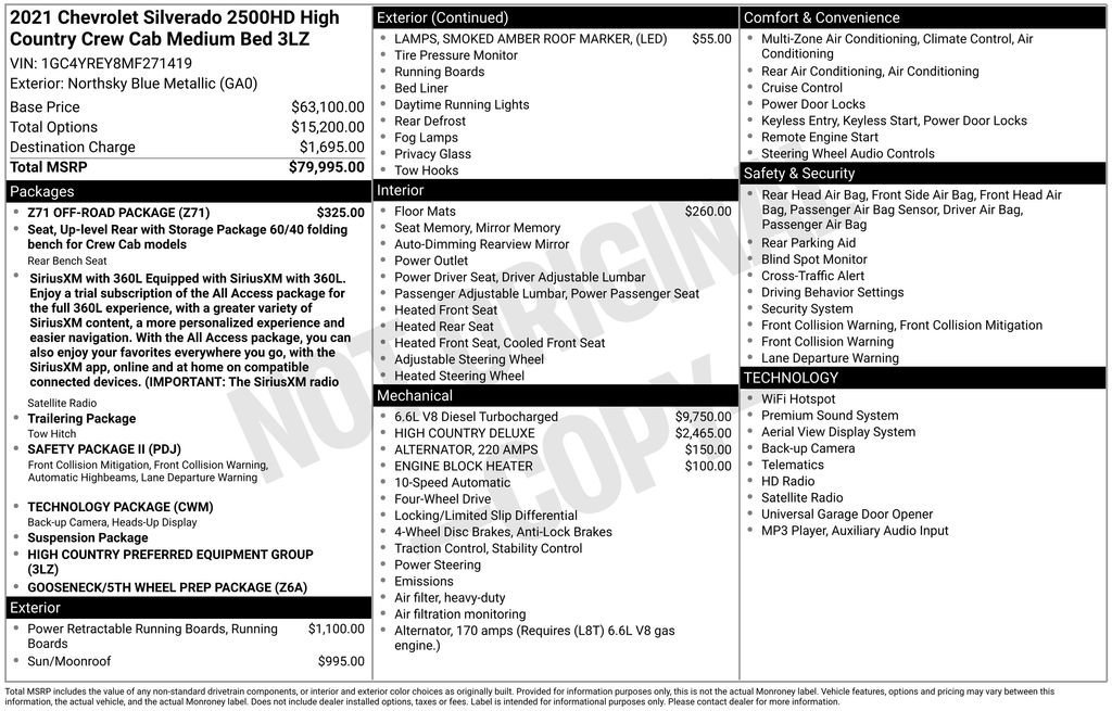 Used 2021 NORTHSKY BLUE METALLIC Chevrolet High Country image 13