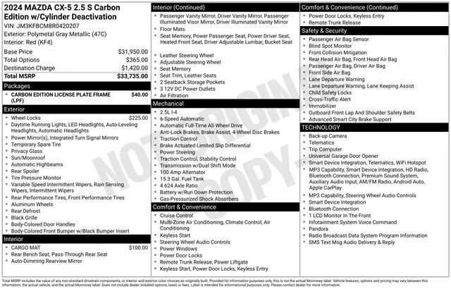 Used 2024 Gray Mazda 2.5 S Carbon Edition image 9