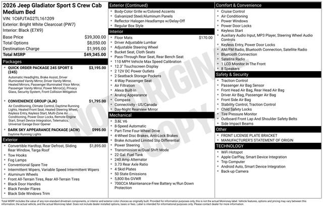 New 2026 Bright White Clearcoat Jeep Sport S image 43