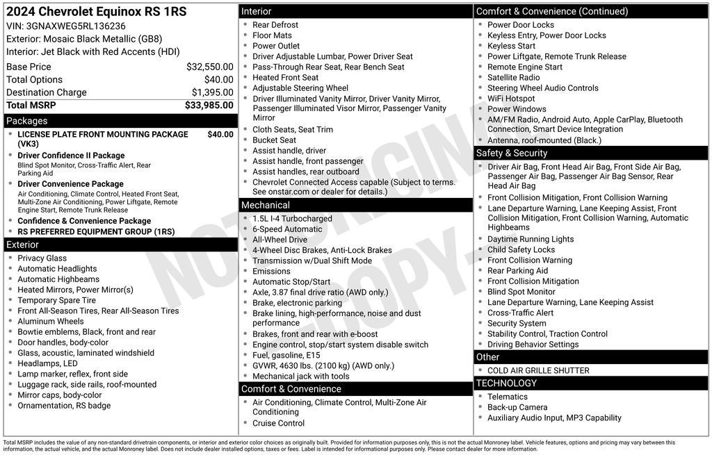 Certified Used 2024 Mosaic Black Metallic Chevrolet RS image 29