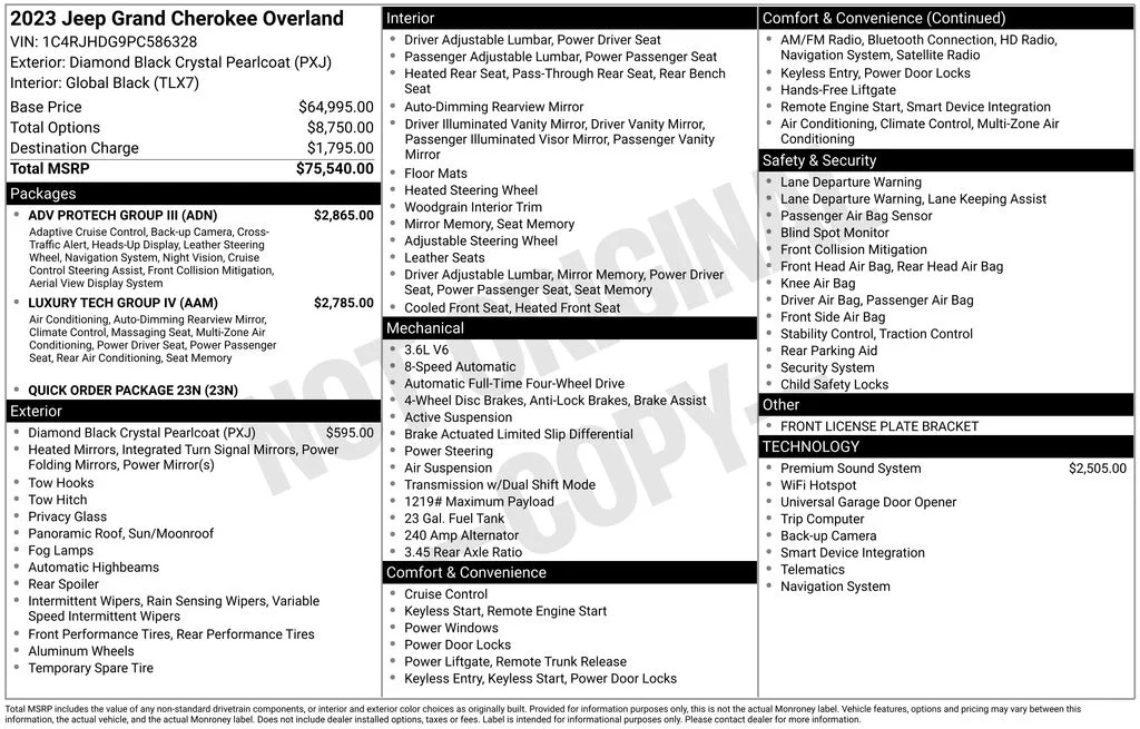 Used 2023 Jeep Grand Cherokee Overland with VIN 1C4RJHDG9PC586328 for sale in Elk River, Minnesota