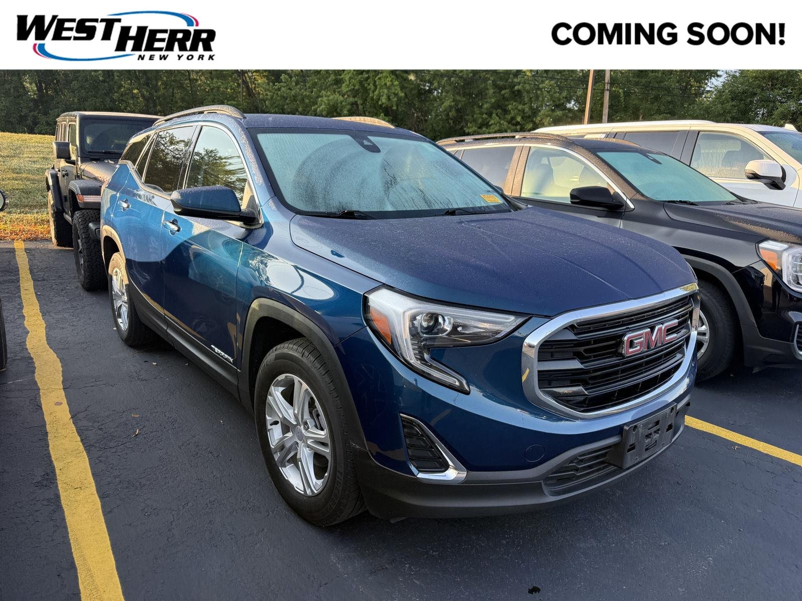 Used 2020 BLUE EMERALD METALLIC GMC SLE image 1