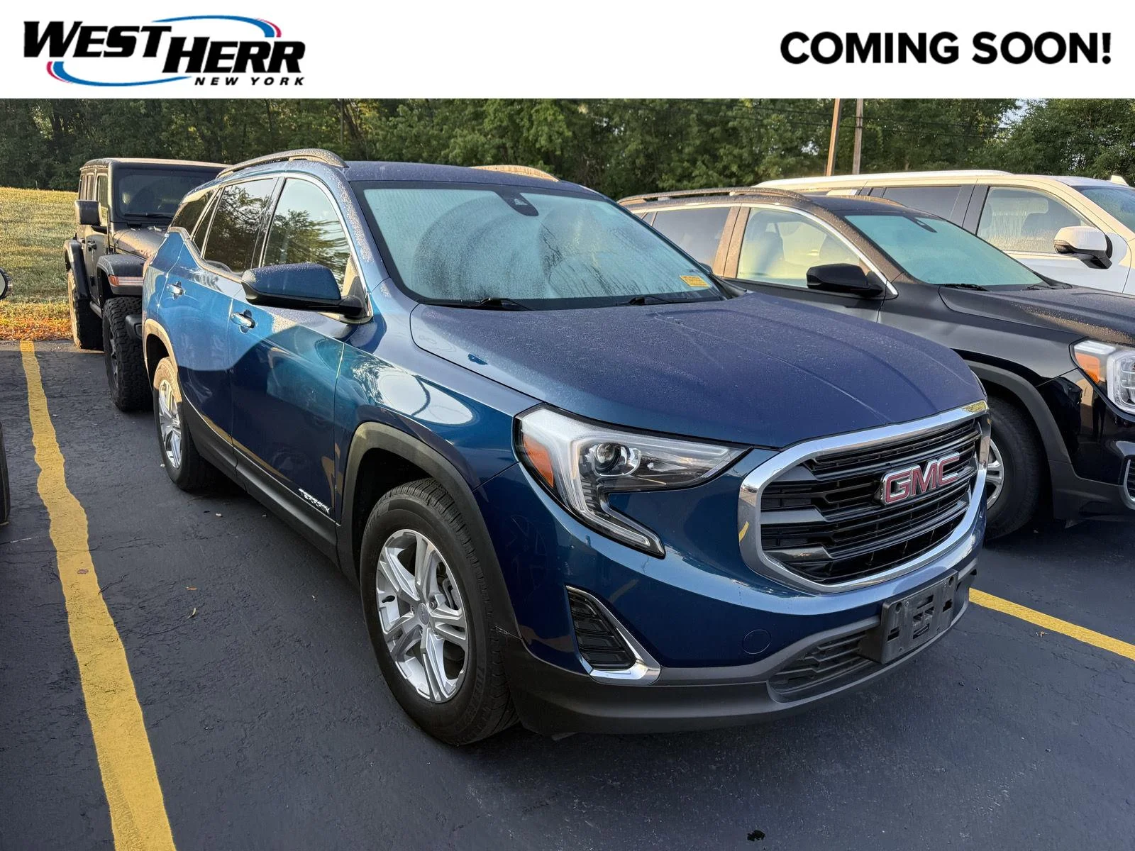 Used 2020 BLUE EMERALD METALLIC GMC SLE image 1