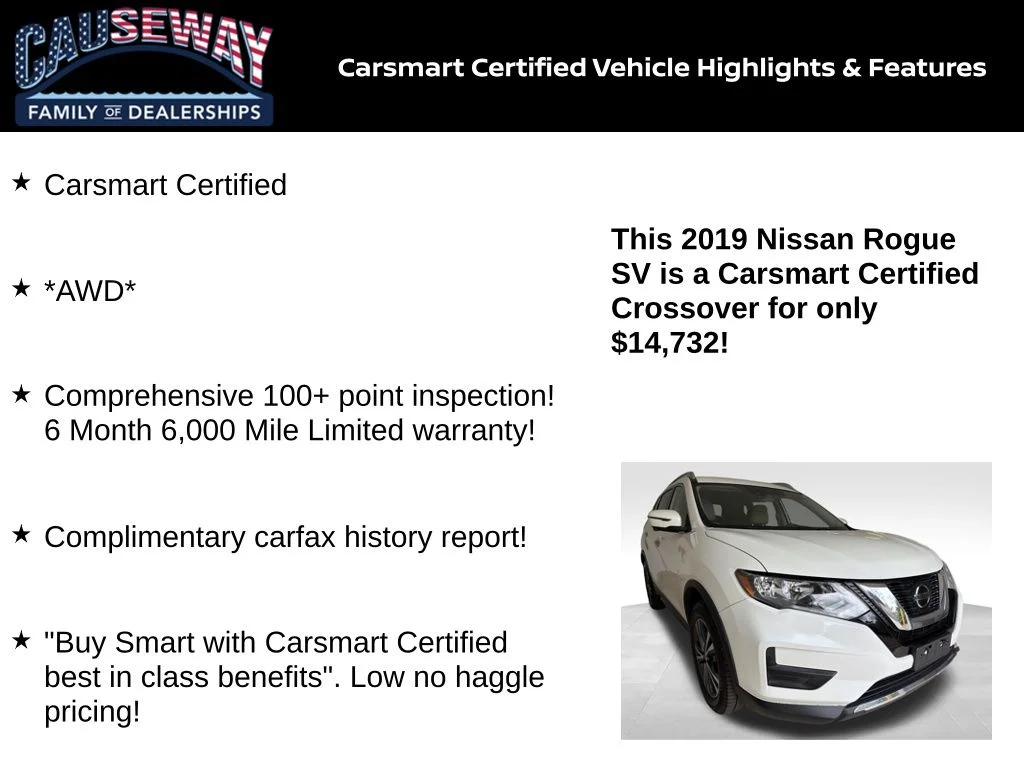 Certified 2019 Nissan Rogue SV with VIN JN8AT2MV7KW402048 for sale in Stafford Township, NJ
