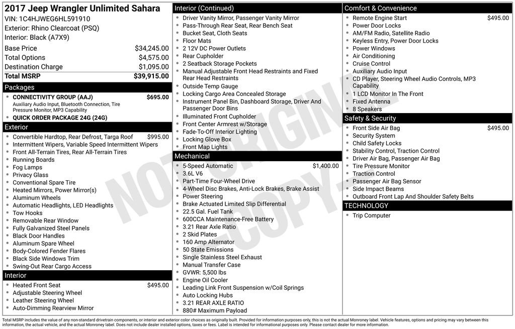 Used 2017 Black Jeep Unlimited Sahara image 3