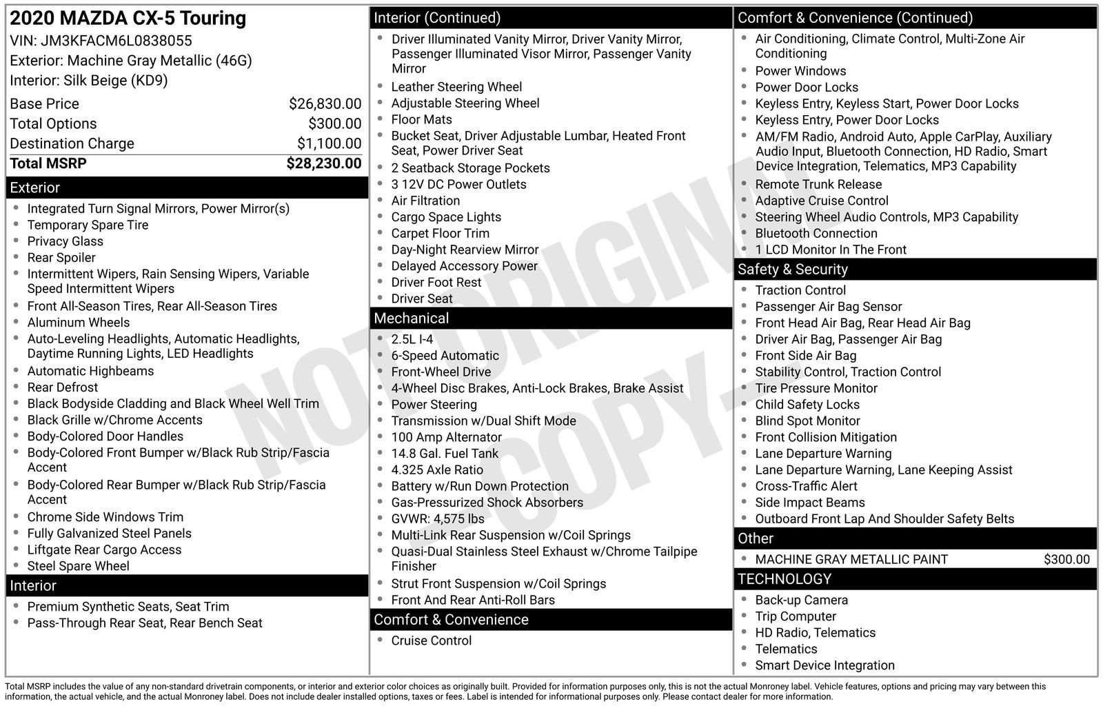 Used 2020 Machine Gray Metallic Mazda Touring image 1