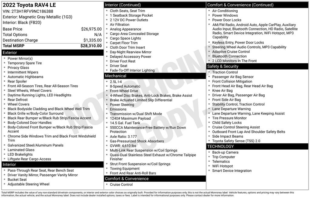 Certified Used 2022 Gray Toyota LE image 2