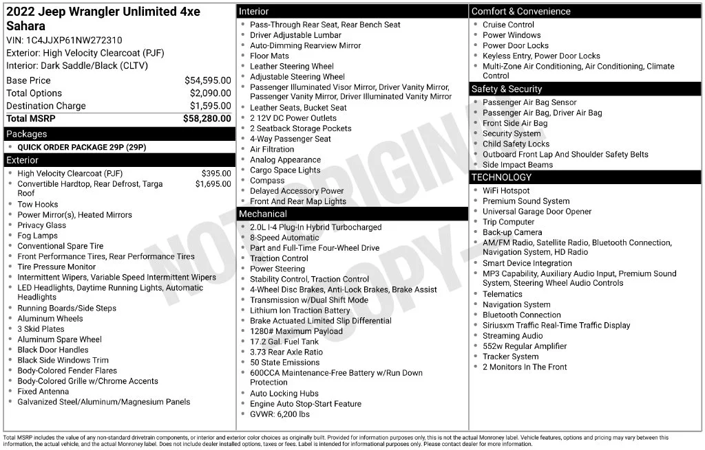 Used 2022 Yellow Jeep Unlimited Sahara 4xe image 10