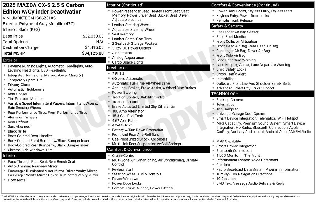 Used 2025 Gray Mazda 2.5 S Carbon Edition image 32