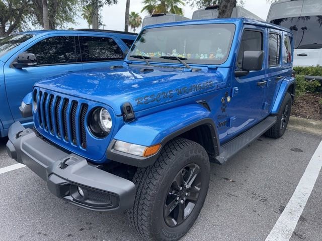 Used 2021 Hydro Blue Pearl Coat Jeep Unlimited Sahara Altitude image 1