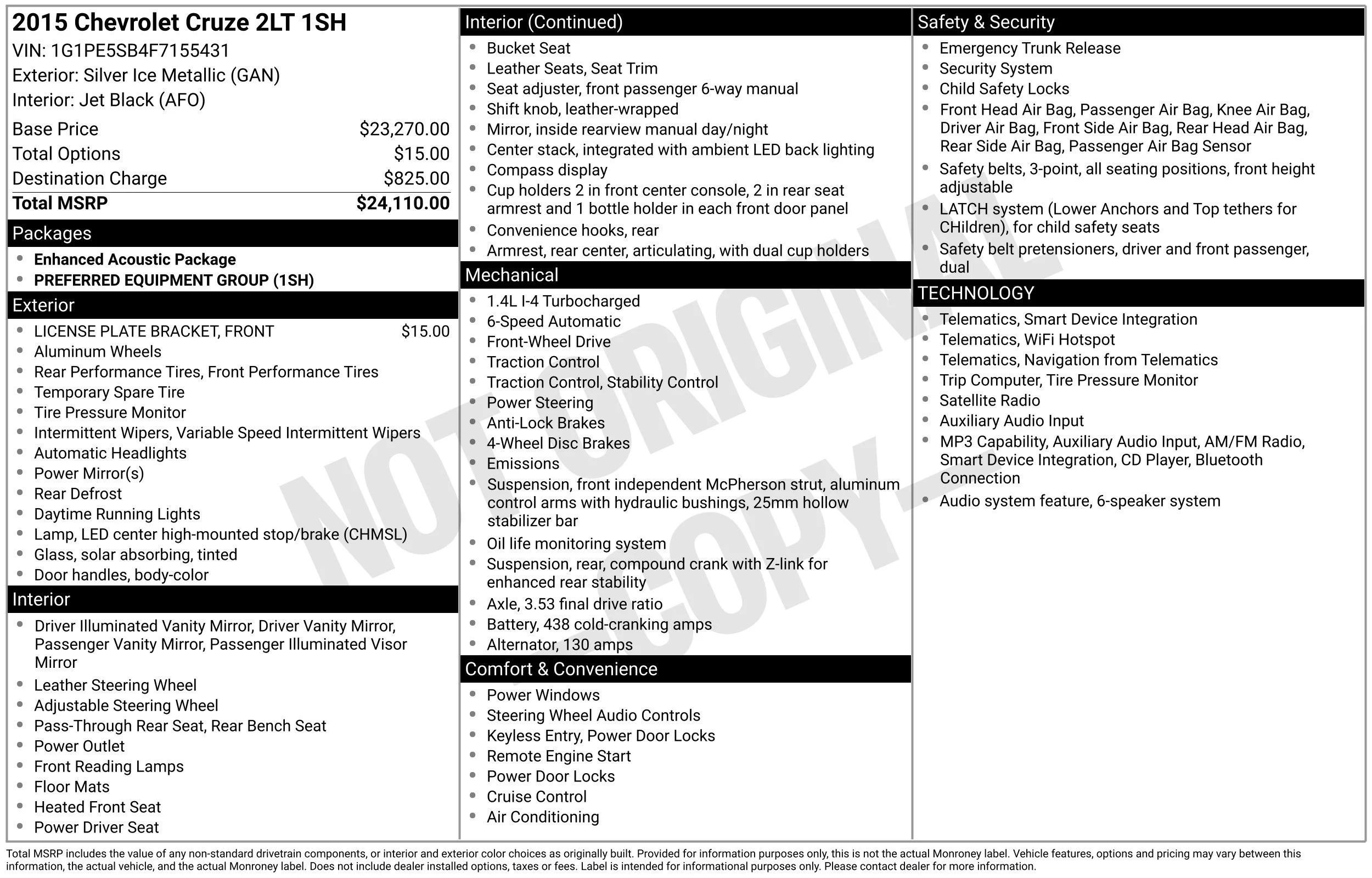 Used 2015 SILVER ICE METALLIC Chevrolet LT image 40