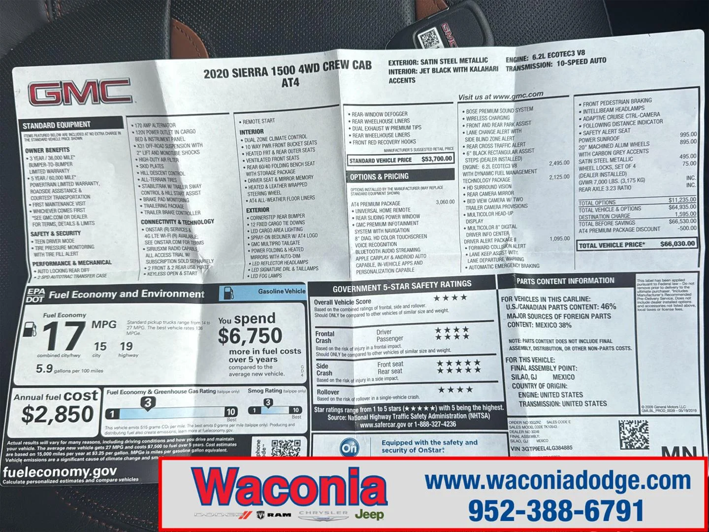 Used 2020 Summit White GMC AT4 image 1