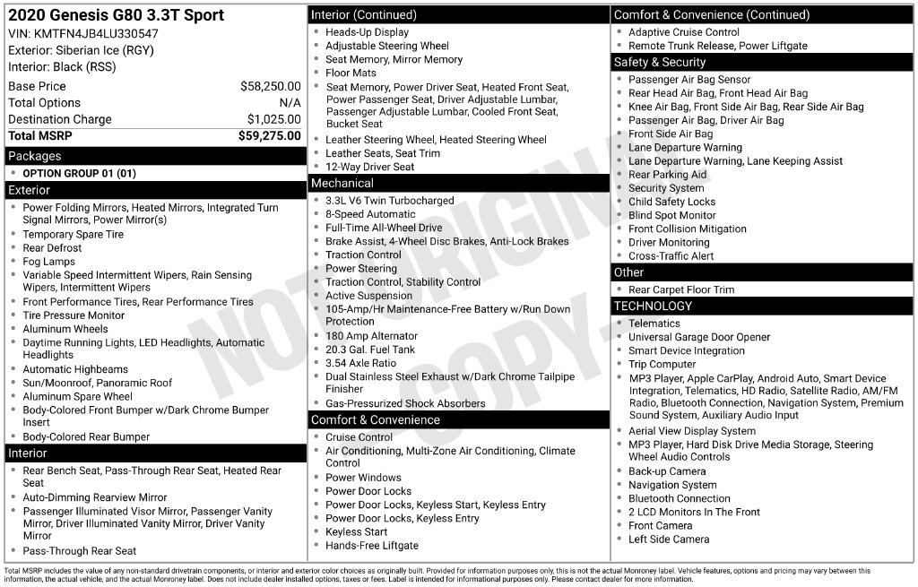 Used 2020 Silver Genesis 3.3T Sport image 3
