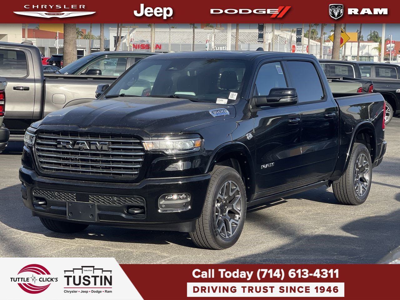 New 2026 Diamond Black Crystal Pearl-Coat Exterior Paint RAM Laramie image 3