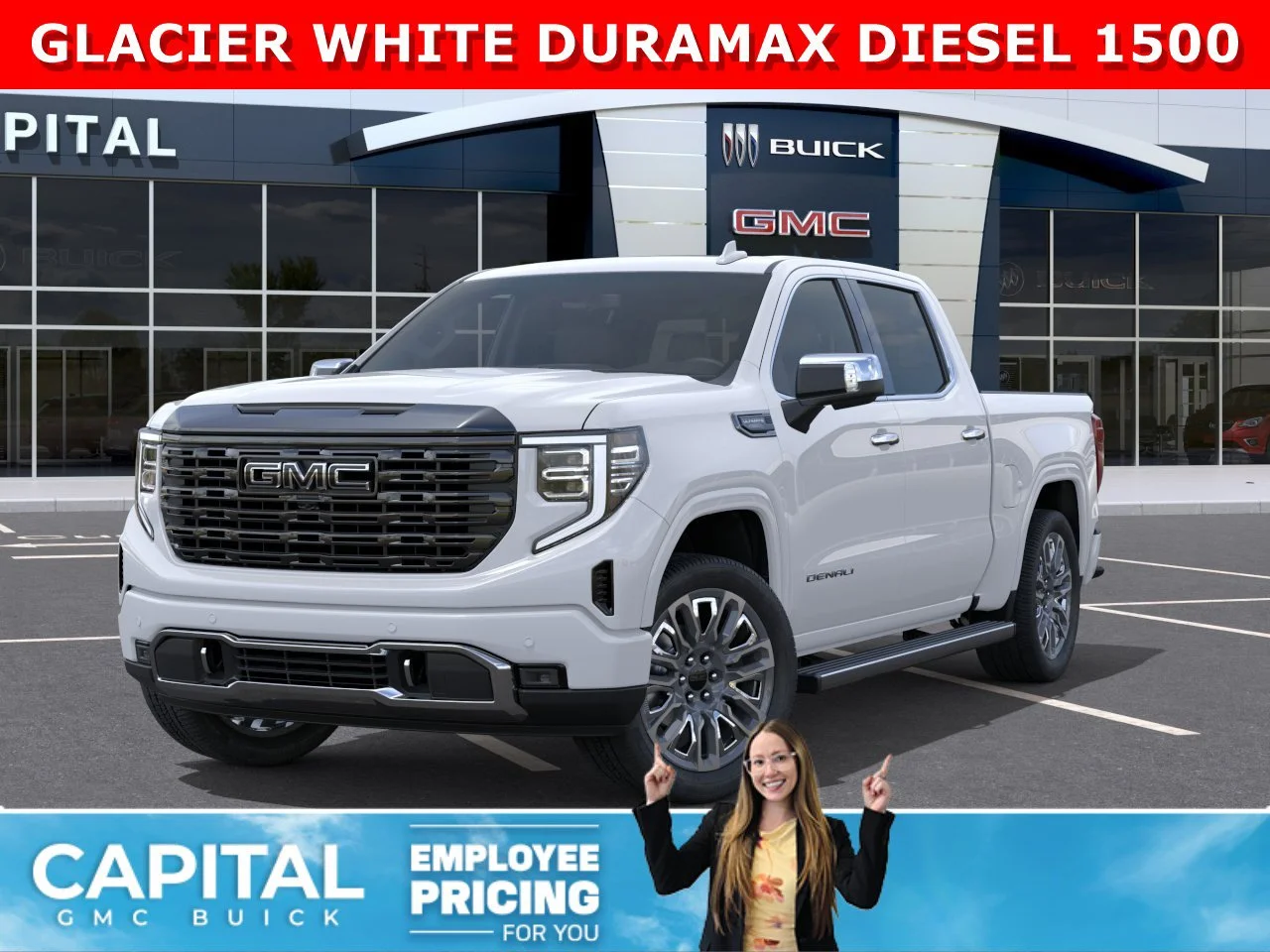 New 2026 GLACIER WHITE TRICOAT GMC Denali Ultimate image 1