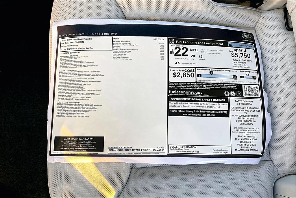 New 2026 Green Land Rover SE image 14
