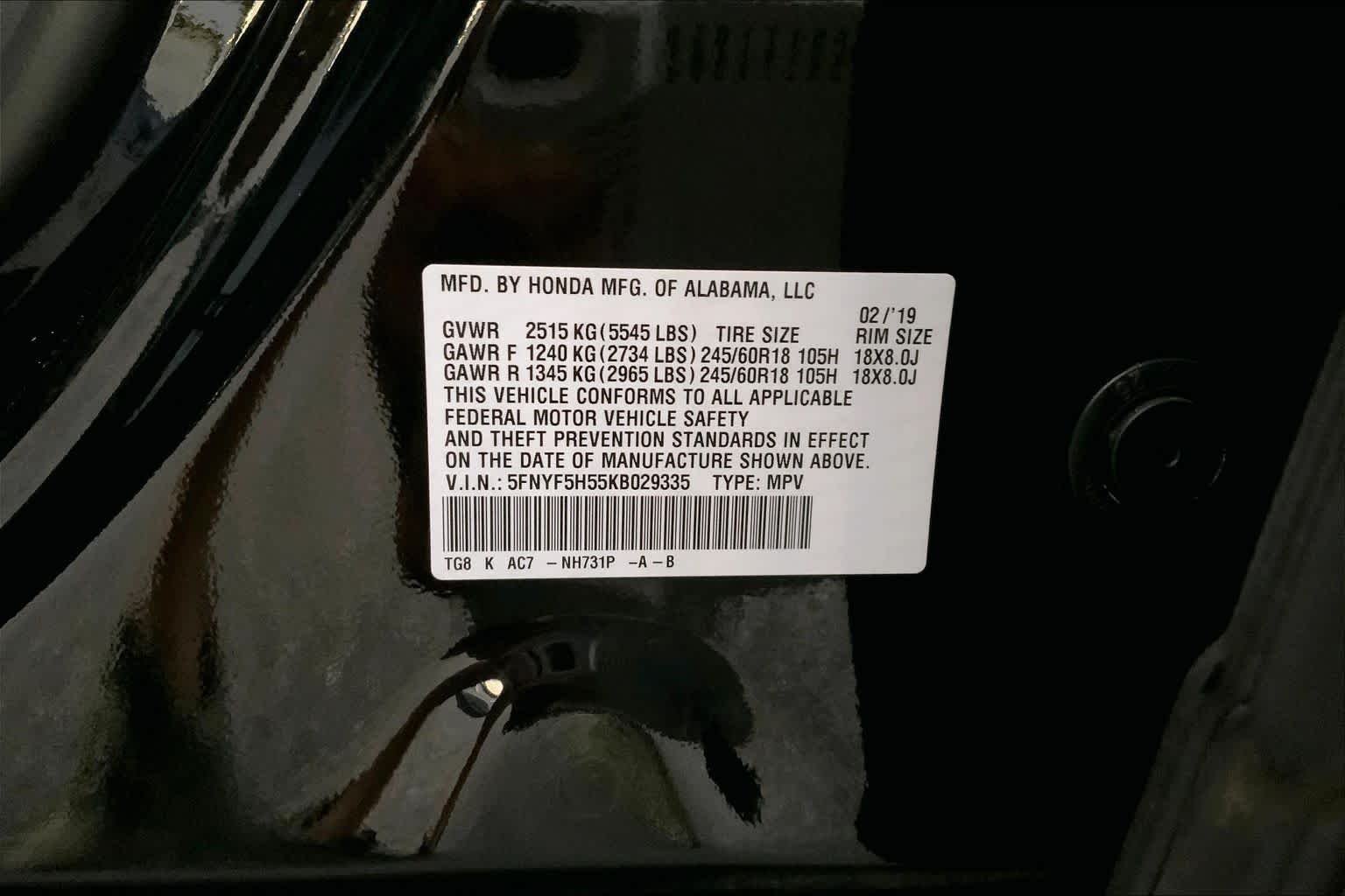 Used 2019 Crystal Black Pearl Honda EX-L image 29