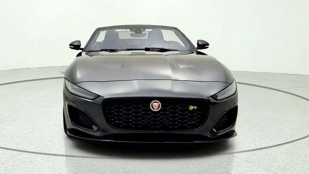 Used 2023 Carpathian Grey Premium Metallic Jaguar R Convertible AWD w/ Extended Leather & Black Calipers image 2