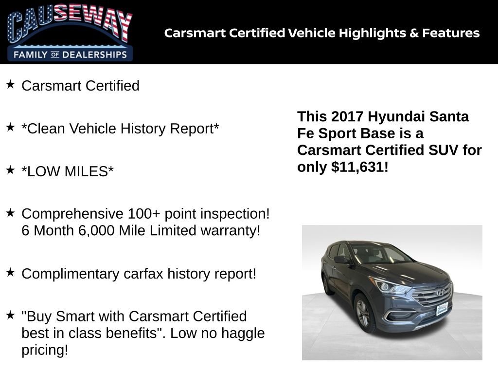 Certified 2017 Hyundai Santa Fe Sport with VIN 5XYZT3LB7HG388623 for sale in Stafford Township, NJ