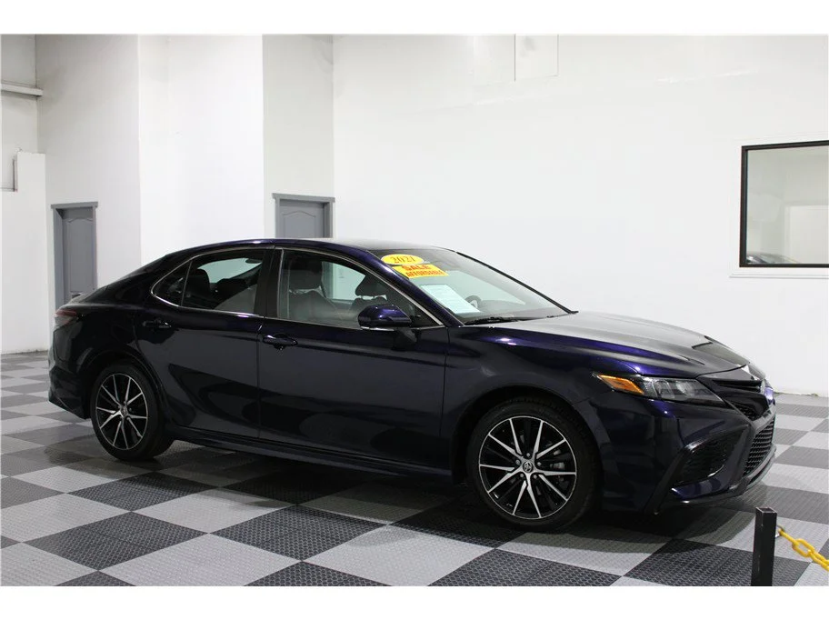 Used 2021 Blue Toyota SE Sedan 4D image 1