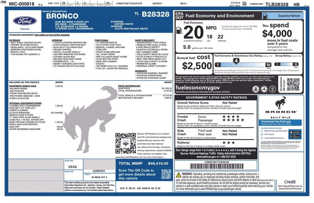 New 2026 Oxford White Ford Big Bend® image 6