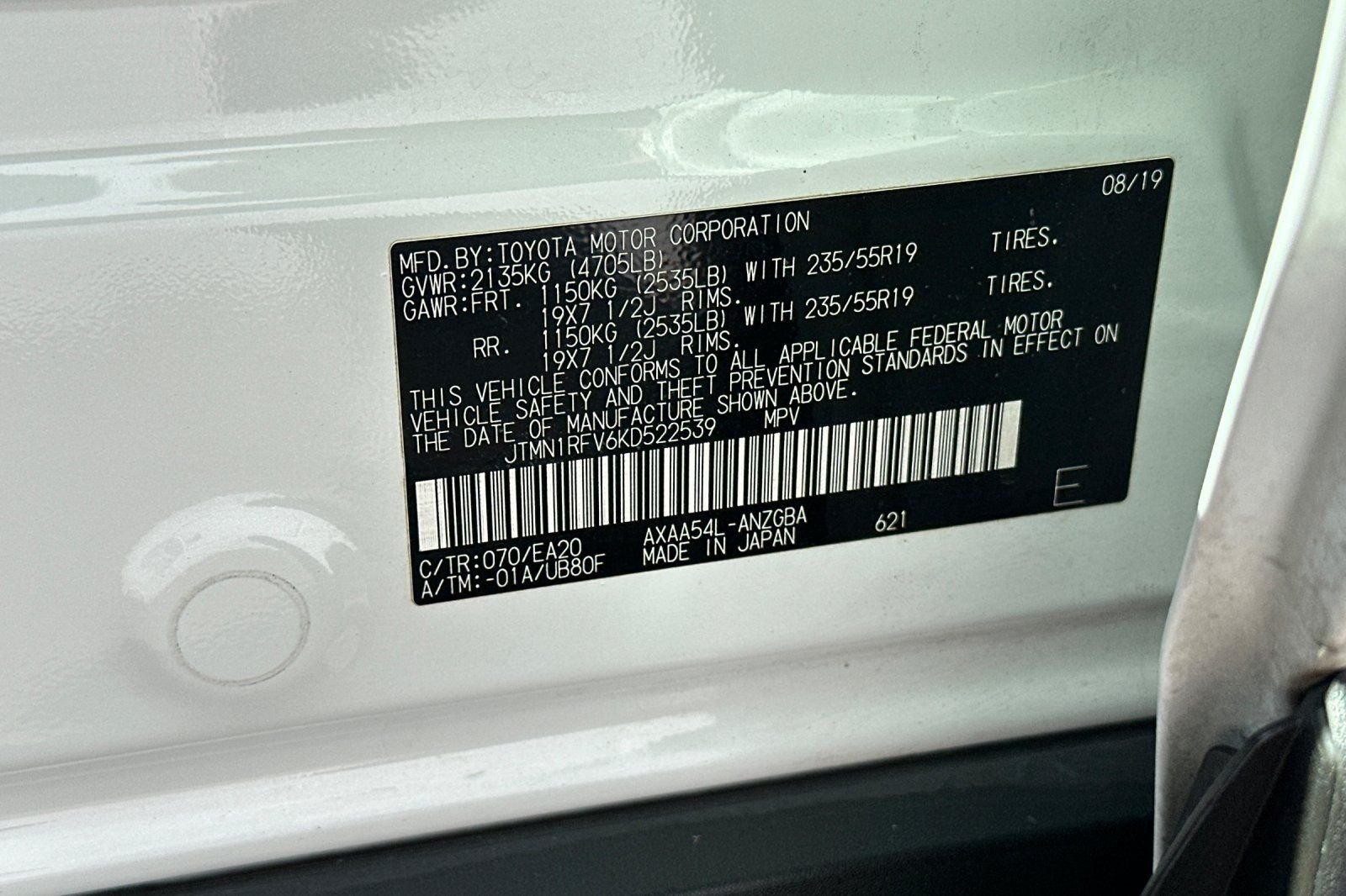 Used 2019 White Toyota Limited image 33