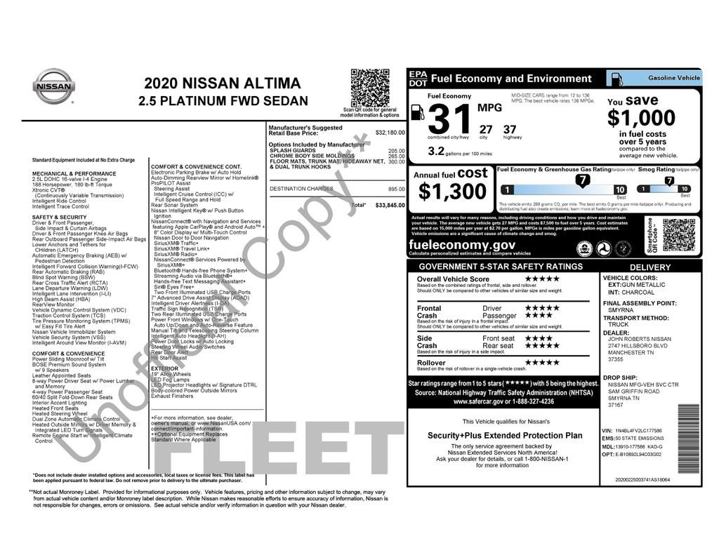 Used 2020 Gray Nissan Platinum FWD image 9