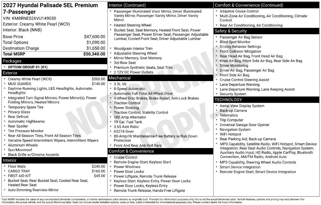 New 2027 White Hyundai SEL Premium image 6