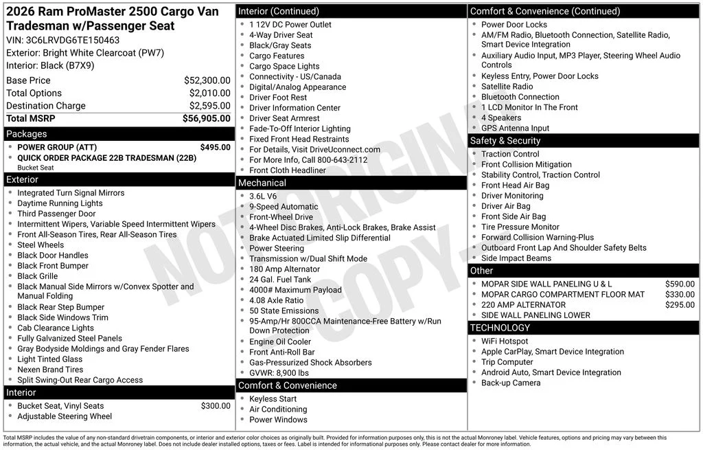 New 2026 Bright White Clearcoat RAM High Roof image 6
