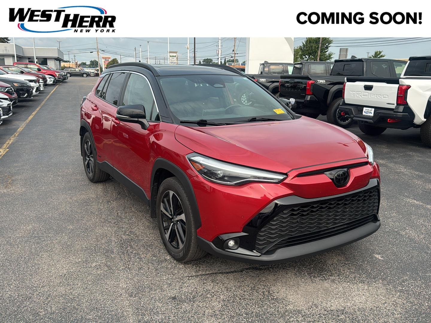 Used 2023 Barcelona Red Metallic w/Jet Black Roof Toyota Hybrid XSE image 1