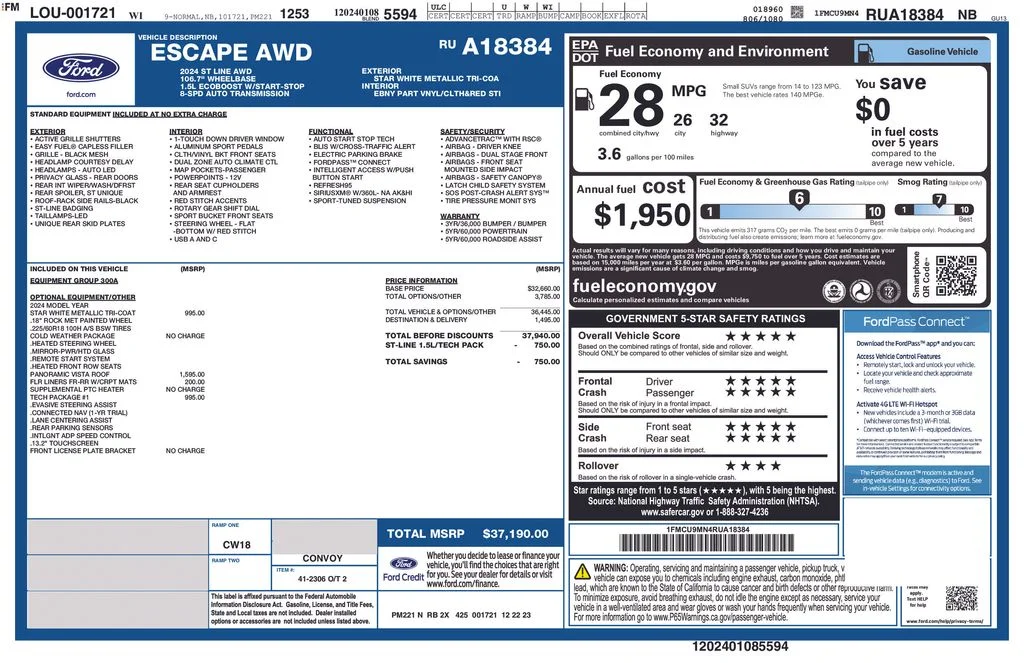 Used 2024 White Metallic Ford ST-Line image 36