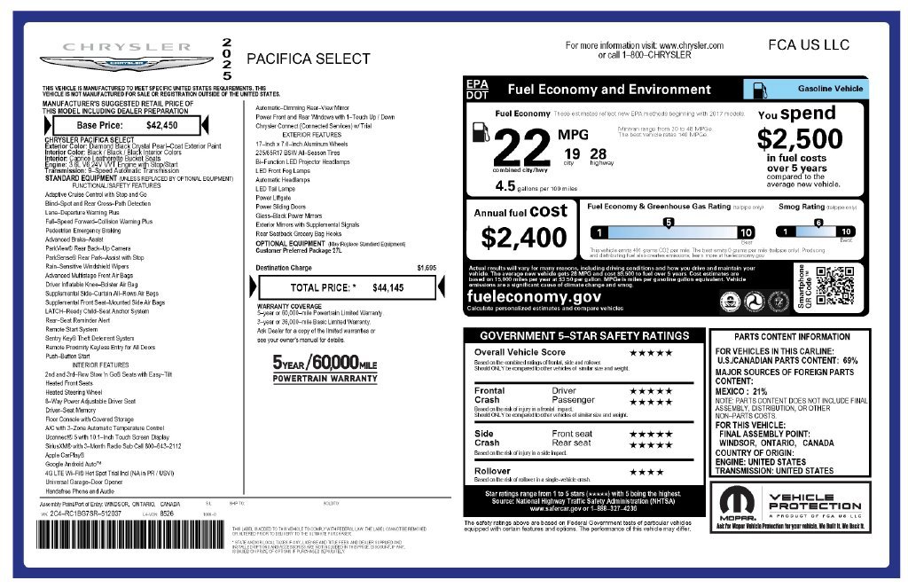 Certified Used 2025 Black Chrysler Select image 3