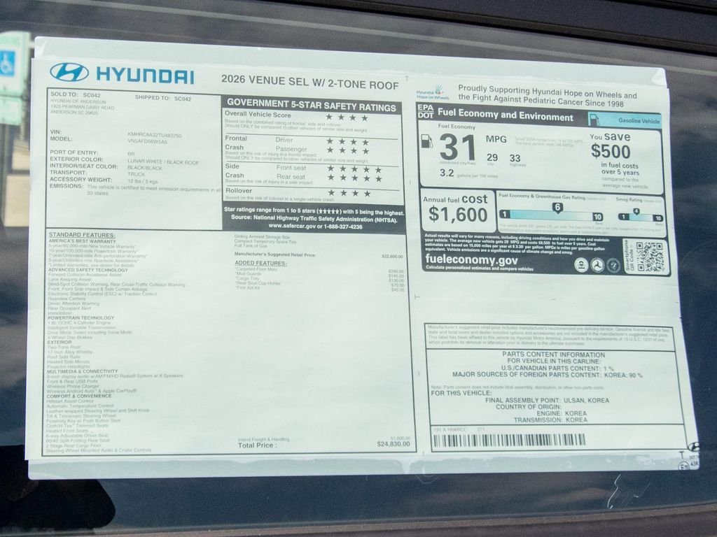 New 2026 White Hyundai SEL image 15