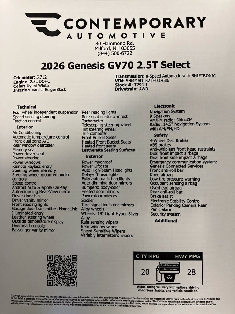 Used 2026 Uyuni White Genesis 2.5T Select image 33