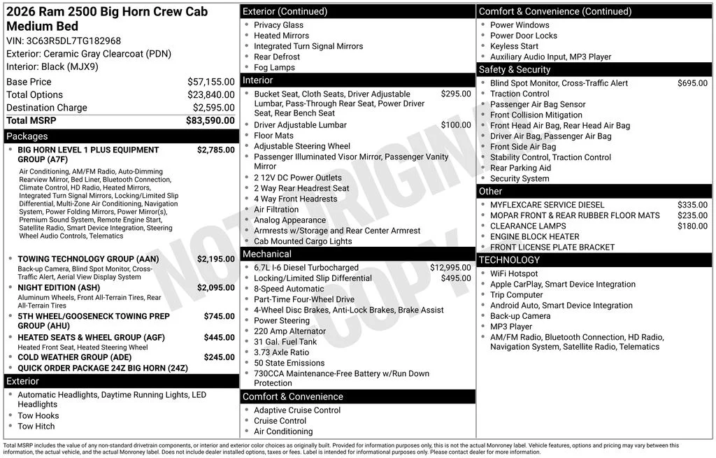 New 2026 Ceramic Gray Clearcoat Ram Big Horn image 7