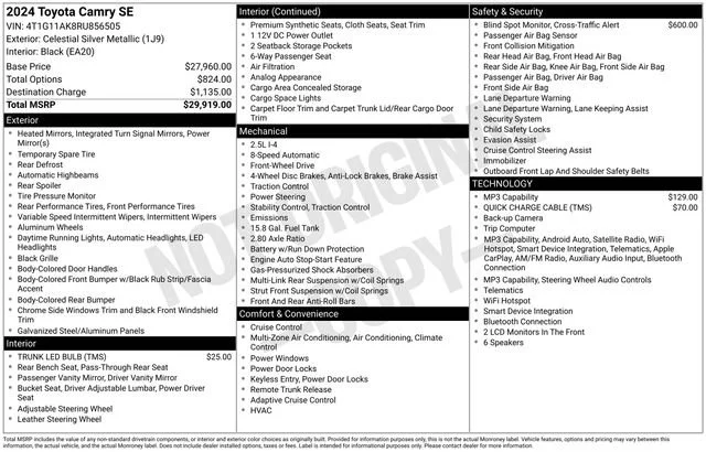 Used 2024 Celestial Silver Metallic Toyota SE image 30