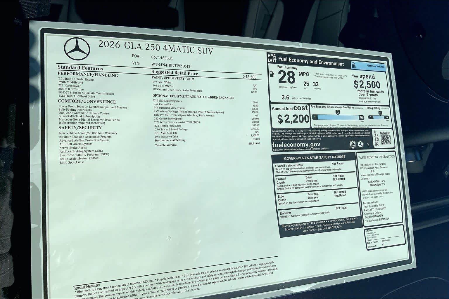 New 2026 Polar White Mercedes-Benz GLA 250 image 26
