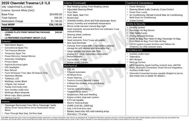Used 2020 SUMMIT WHITE Chevrolet LS image 26